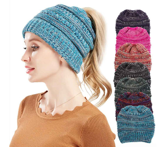 Mixed Color Knitted Wool Hat For Ladies