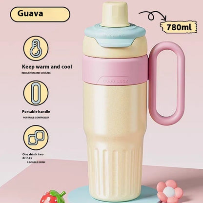 780 mL Gradient Double-Wall Thermal Cup – Stainless Steel with Lid & Straw