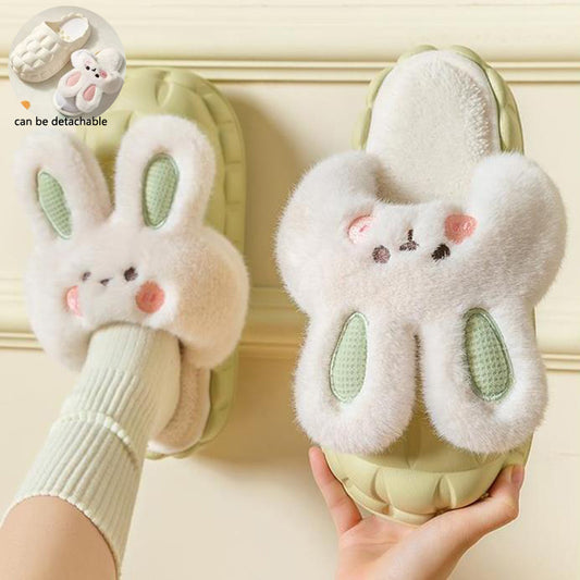 Cute Rabbit Fuzzy Slippers For Women