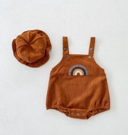 Baby Corduroy Rainbow Sling Romper Bag Fart Clothes