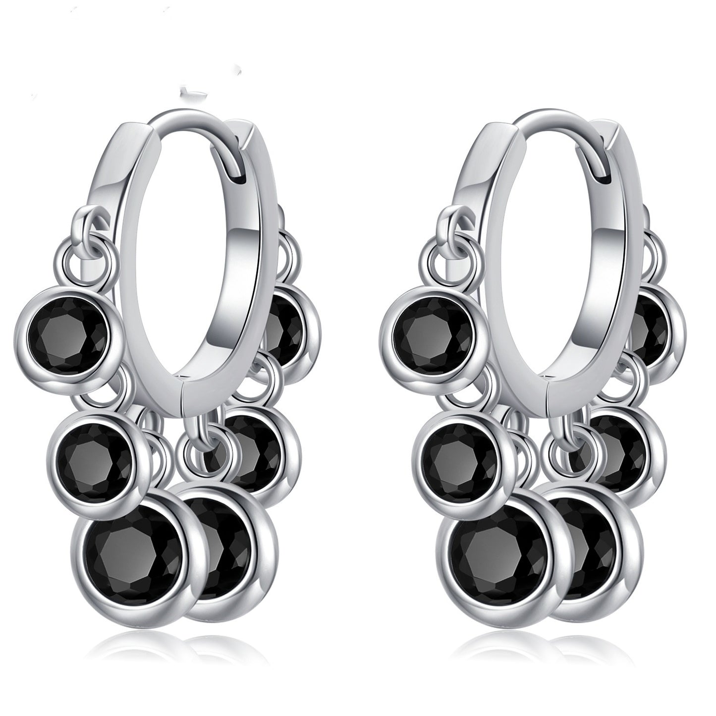Copper Inlaid Round Zircon Earrings