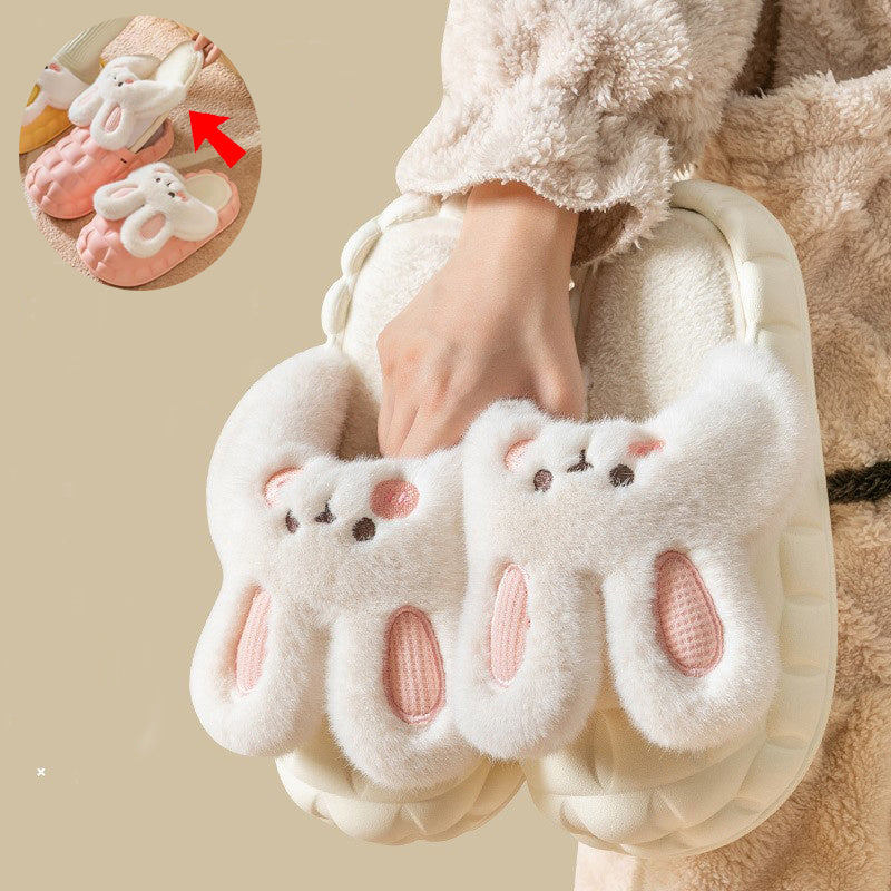 Cute Rabbit Fuzzy Slippers For Women