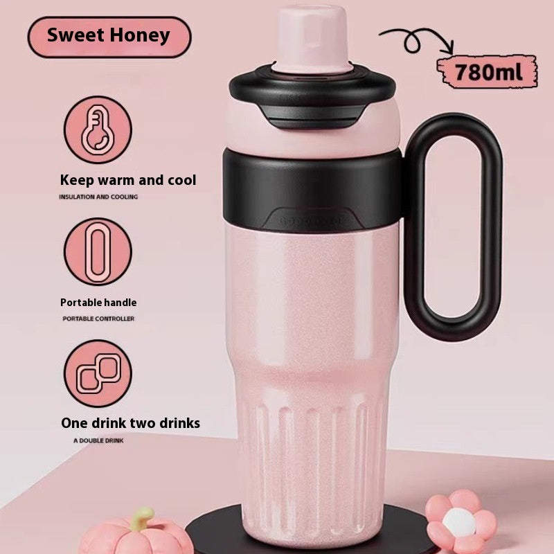 780 mL Gradient Double-Wall Thermal Cup – Stainless Steel with Lid & Straw