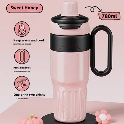 780 mL Gradient Double-Wall Thermal Cup – Stainless Steel with Lid & Straw