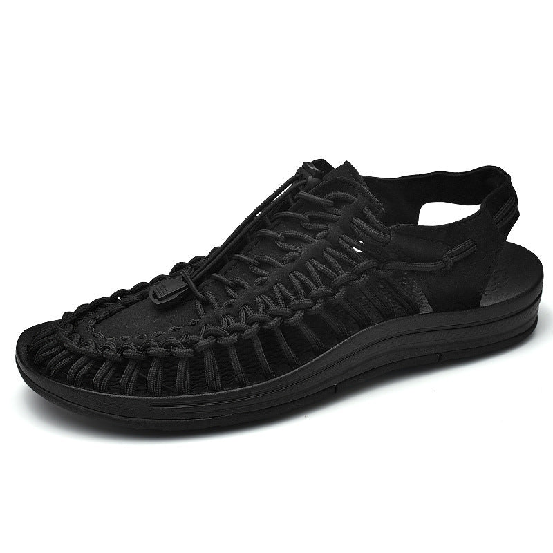 Woven Drawstring Tie Roman Shoes