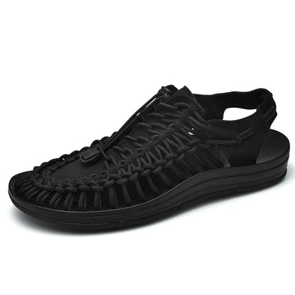 Woven Drawstring Tie Roman Shoes