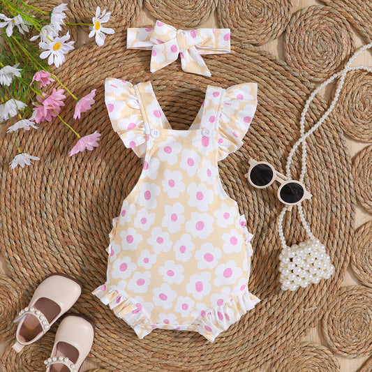 Short Sleeve Casual Rompers Jumpsuit With Headdress