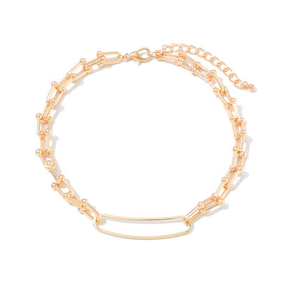 High-grade Retro U-shaped Double-layer Metal Chain Tag Necklace