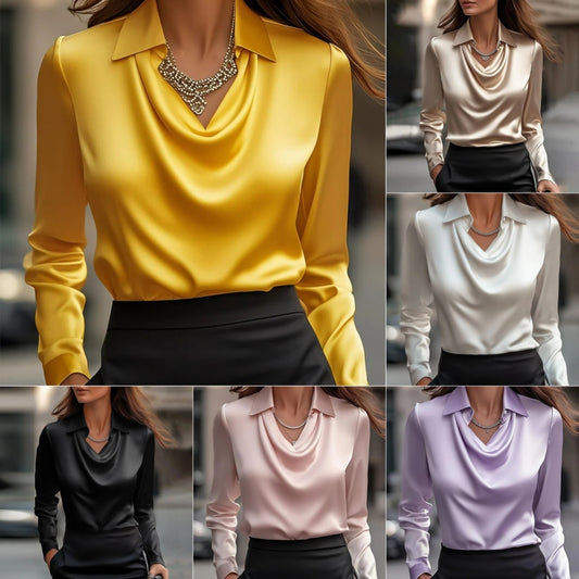 Women's Swing Collar Draped Shirts & Blouses