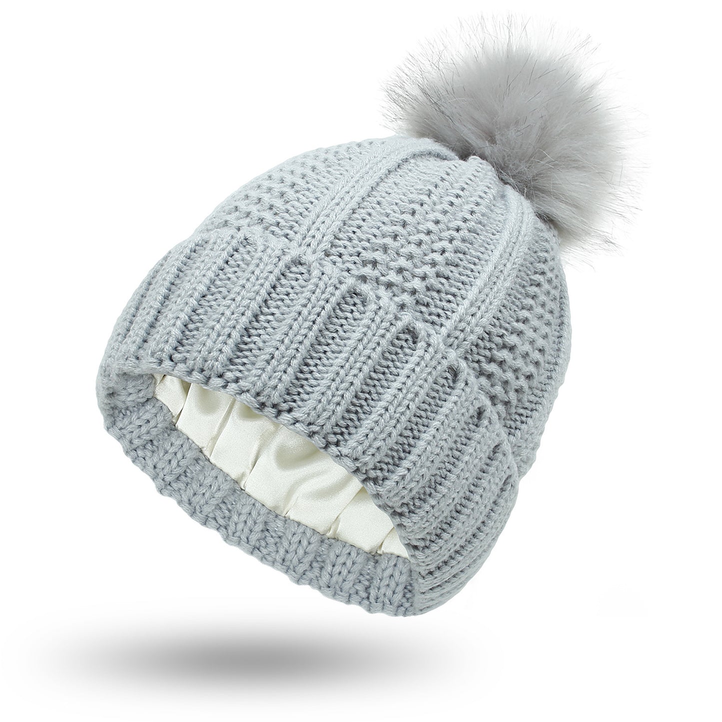 Fashion Stretchy Satin Lined Skull Knit Beanie Hat For Women