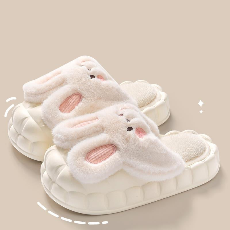 Cute Rabbit Fuzzy Slippers For Women