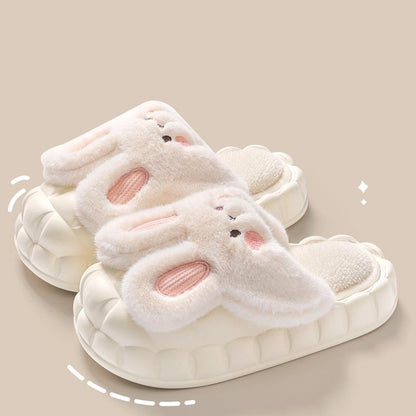 Cute Rabbit Fuzzy Slippers For Women