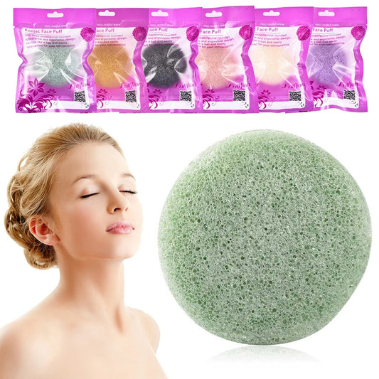 Natural Round Shape Konjac Face Cleaning Sponge