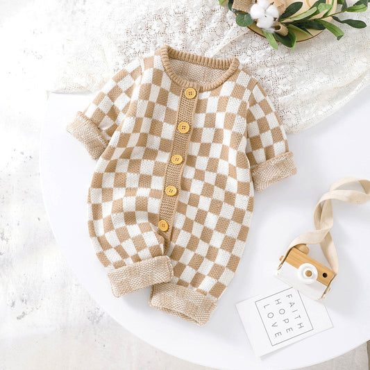 Chessboard Baby One-piece Garment