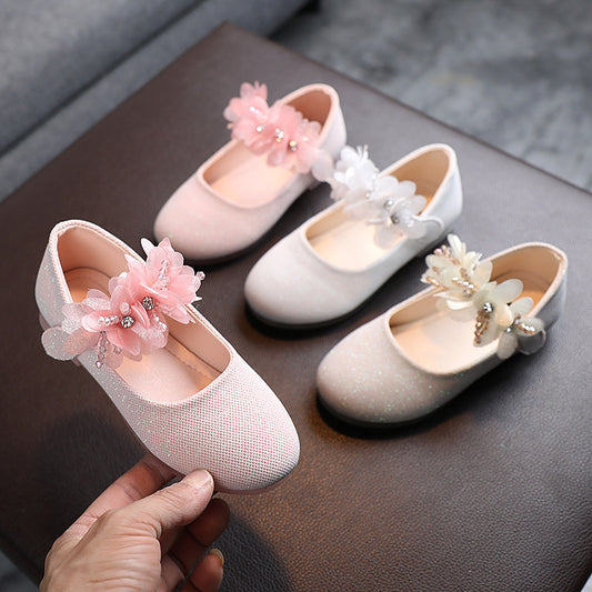 Rhinestone String Flower Dancing Shoes For Girls