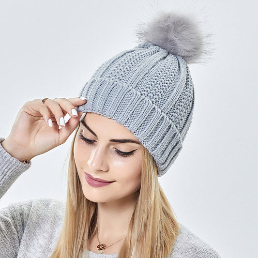 Fashion Stretchy Satin Lined Skull Knit Beanie Hat For Women