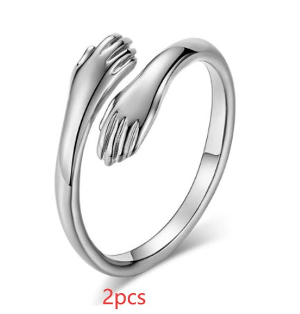 Simple Hands Alloy Hug Ring