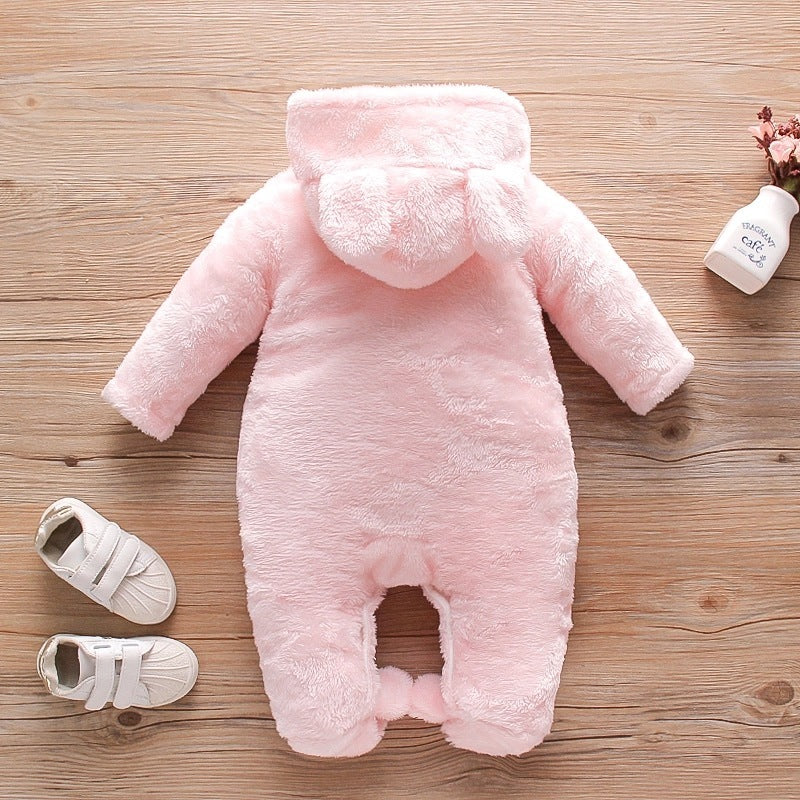 Solid Color Cartoon Baby One-piece