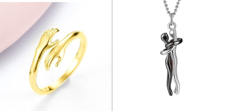 Simple Hands Alloy Hug Ring