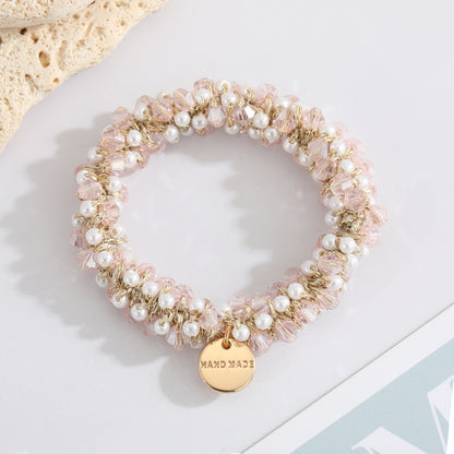 Multicolor Crystal Pearl Hair Ring