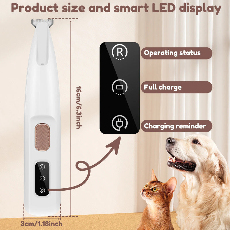 Waterproof LED Dog Paw Trimmer & Pet Hair Clippers