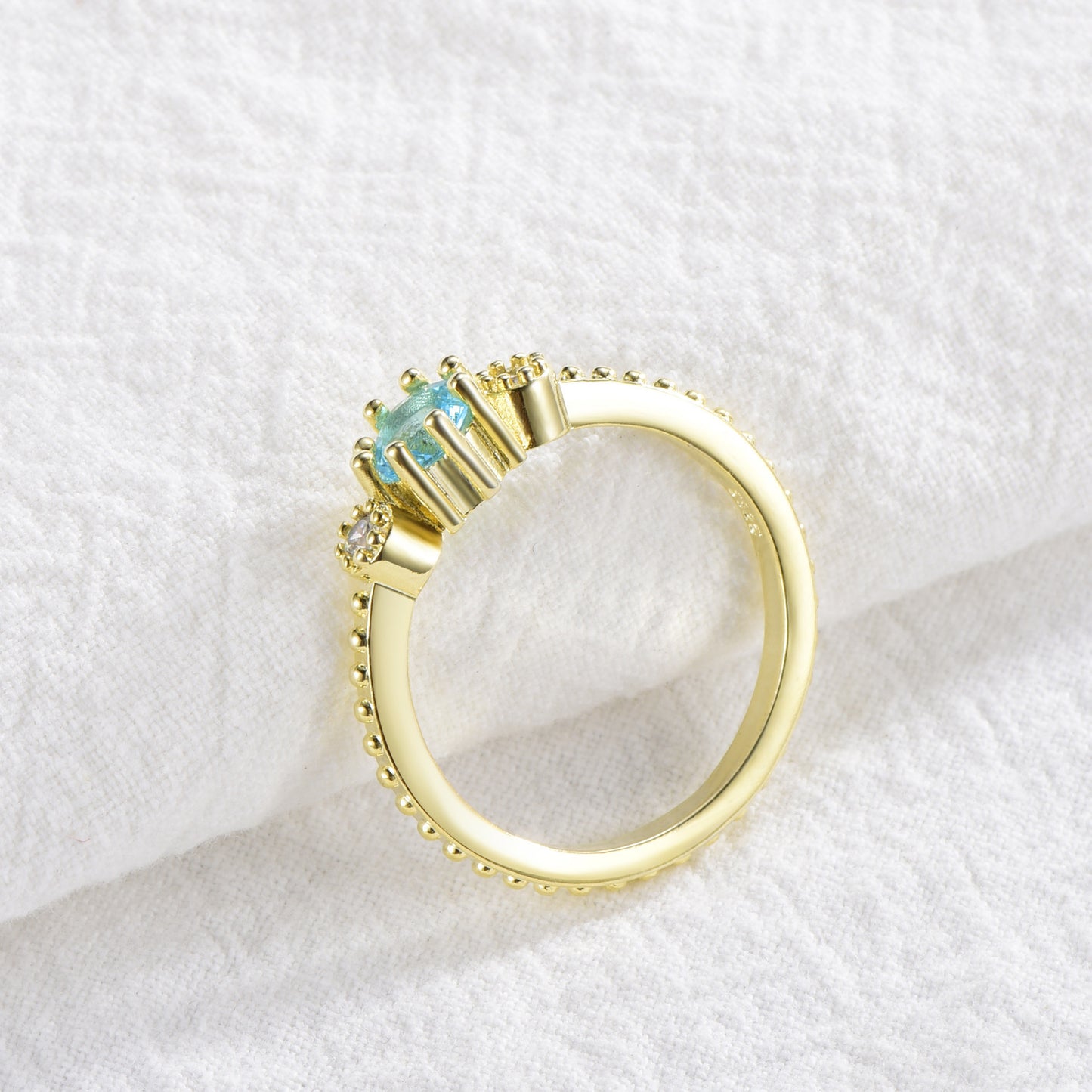 Ocean Blue Rhinestone Rings, Gold Silver Finger Rings  And Simple Bohemian Rings For Weddings