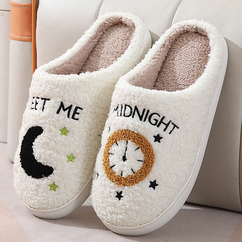 Moon And Clock Print Home Slippers For Women