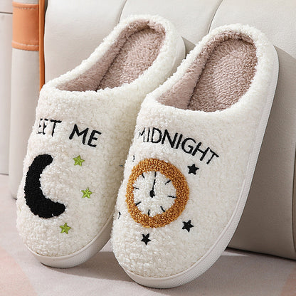 Moon And Clock Print Home Slippers For Women