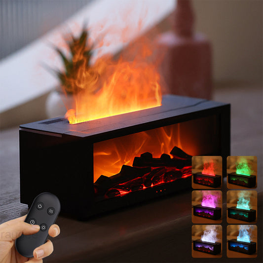 3D Flame Effect Essential Oil Humidifier with Colorful LED Light & Large Mist Output