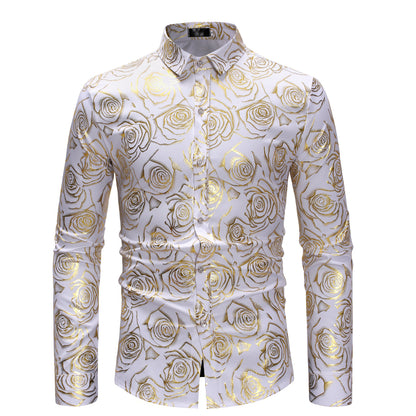 Fashion Floral Printed Men's Casual Long Sleeve Shirt