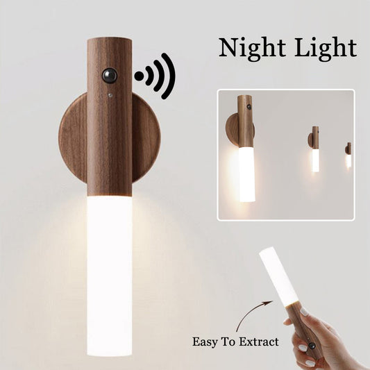Auto LED USB Rechargeable Magnetic Wooden Night Light
