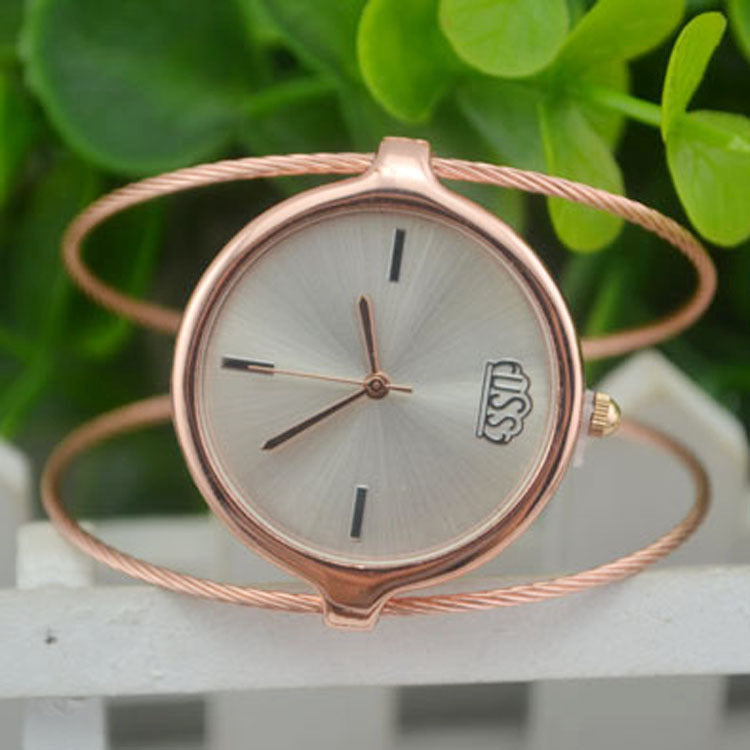 Retro Girls Round Single Steel Wire Bangle Watch