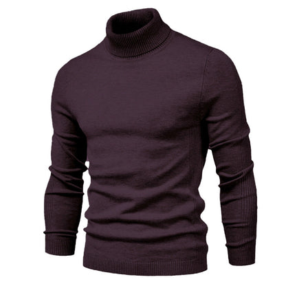 Men's Solid Color Slim Pullover Turtleneck Sweater