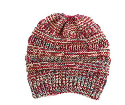 Mixed Color Knitted Wool Hat For Ladies