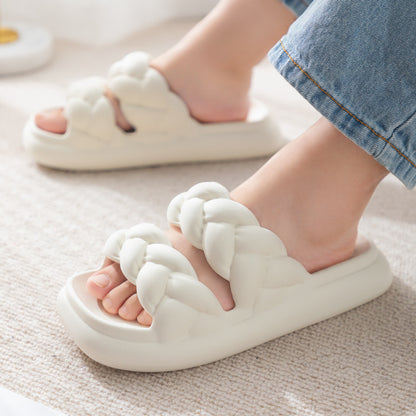 Women Double Woven Non-slip Bathroom Slippers