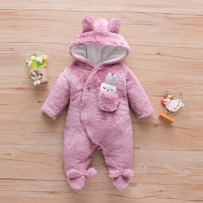 Solid Color Cartoon Baby One-piece