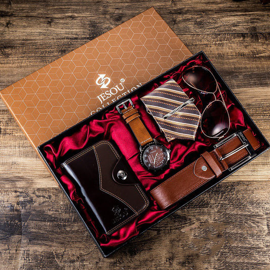 Men's Gift Suit Exquisite Packaging With Watch, Belt, Tie And Wallet