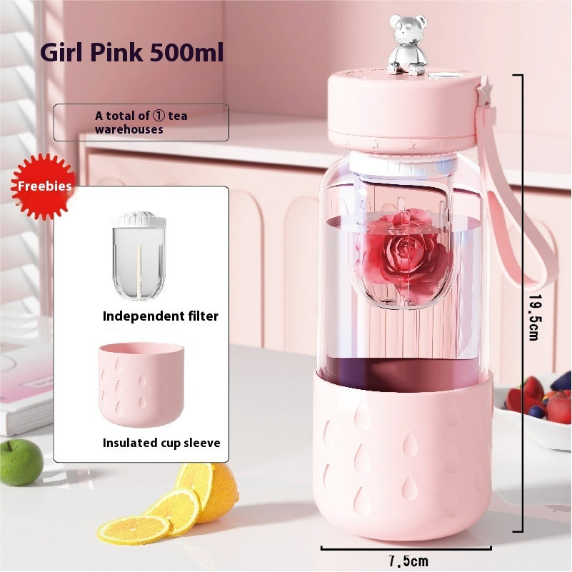 Magnetic Tea-Water Separation Glass Infuser Tumbler