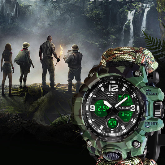 Double Display Whistle Ignition Compass Thermometer Electronic Watch