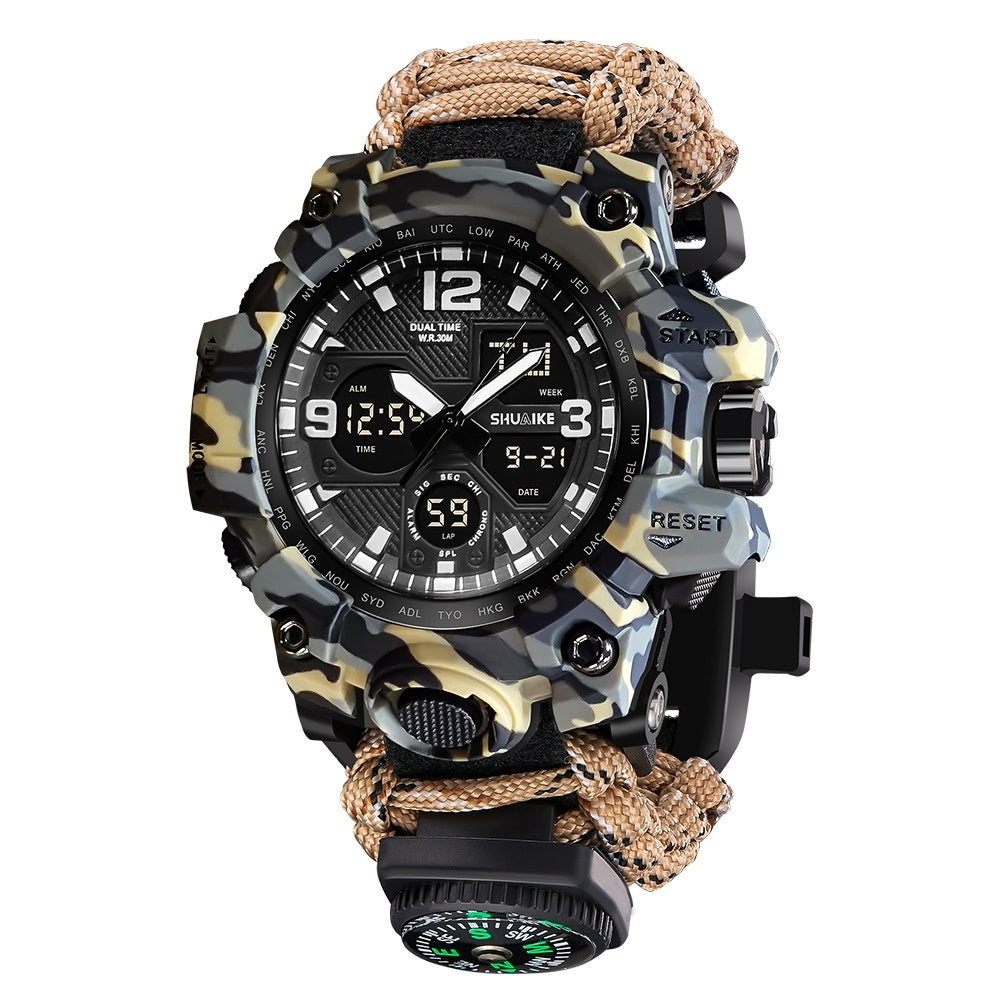Double Display Whistle Ignition Compass Thermometer Electronic Watch