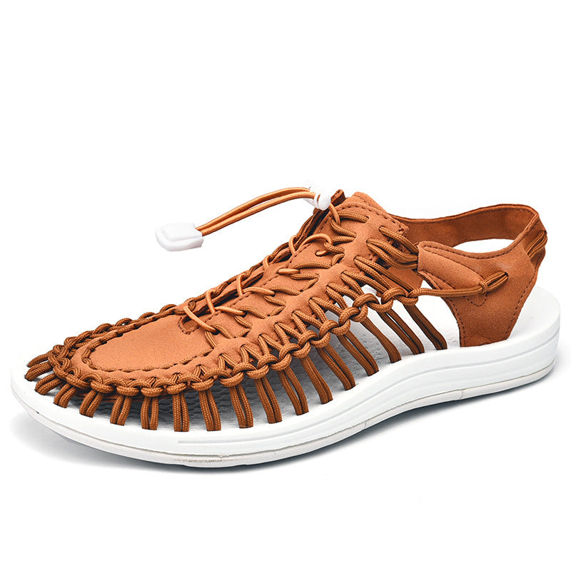 Woven Drawstring Tie Roman Shoes