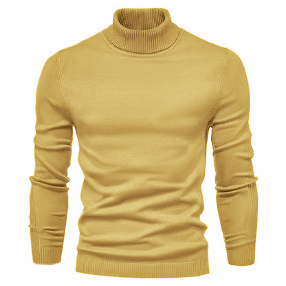 Men's Solid Color Slim Pullover Turtleneck Sweater