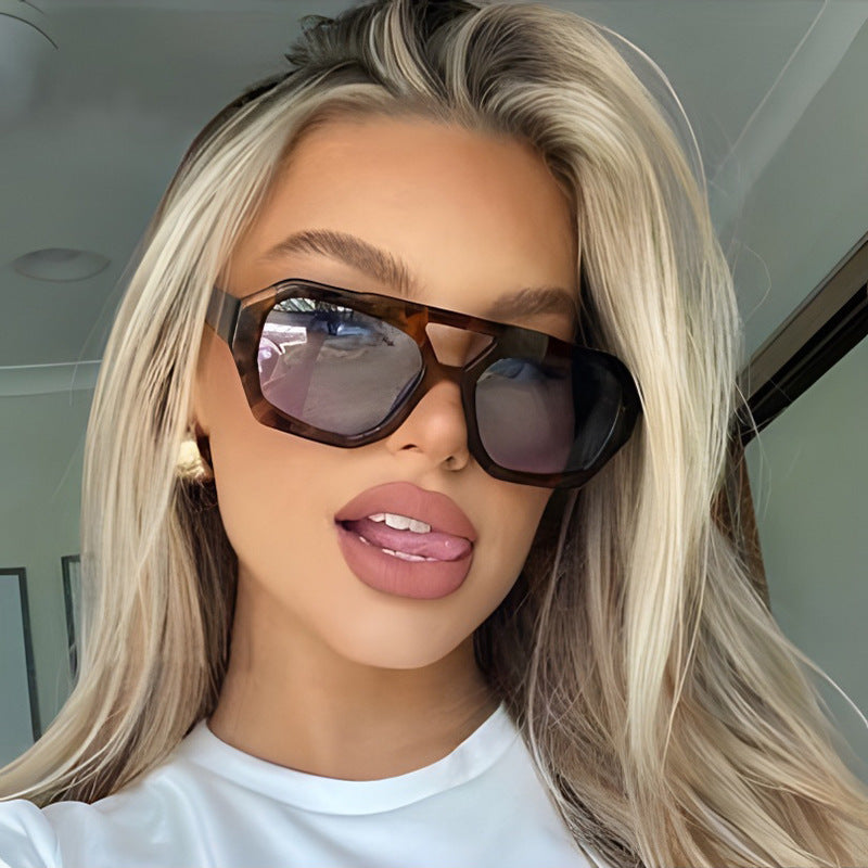 Ins Big Frame Leopard Beach Vacation Glasses