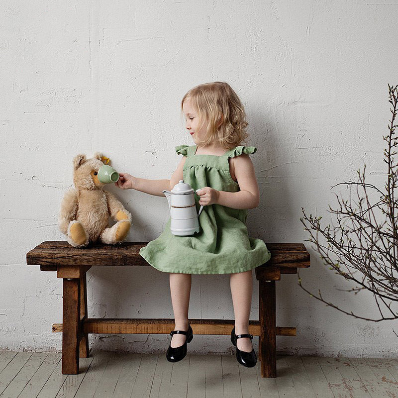 Girls Summer Linen Loose Sling Dress