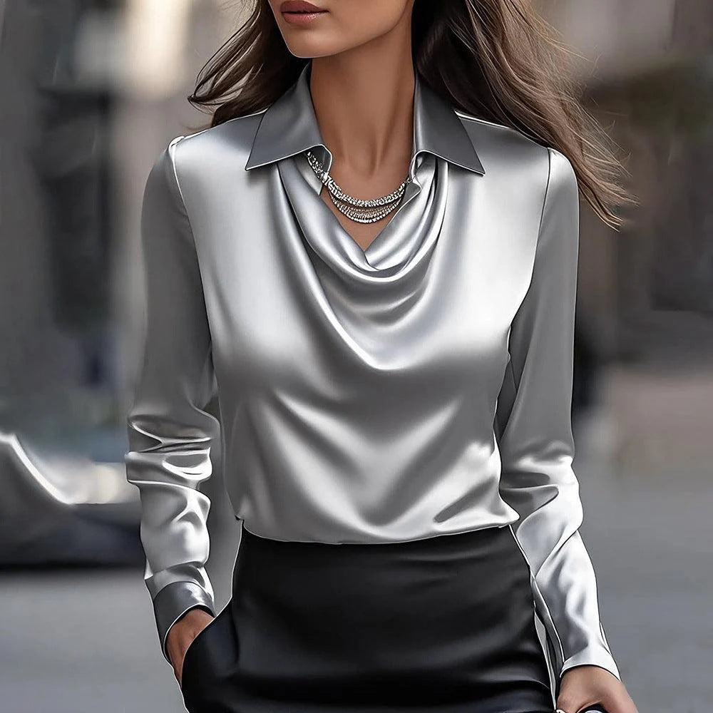Women's Swing Collar Draped Shirts & Blouses