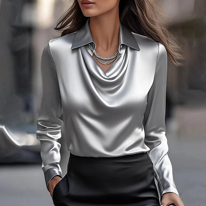 Women's Swing Collar Draped Shirts & Blouses