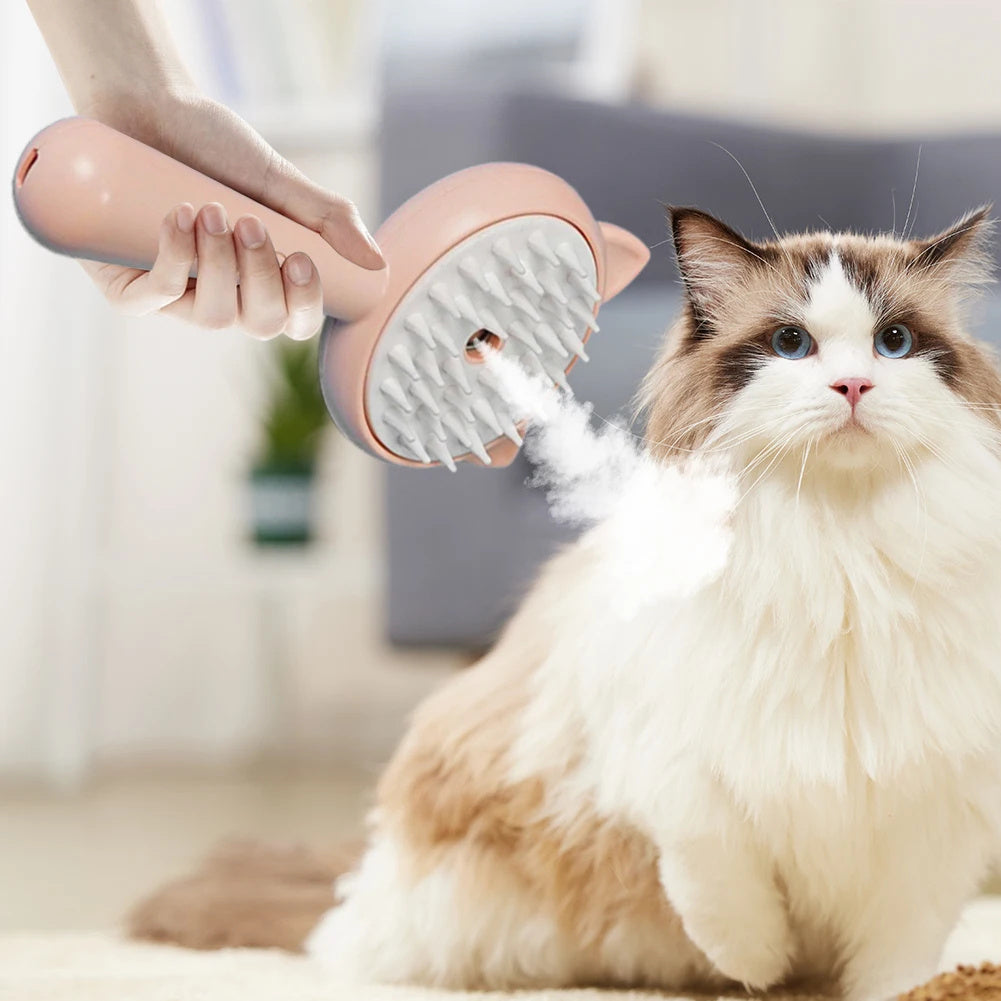 Mist-Enhanced Self-Cleaning Grooming Brush for Cats & Dogs