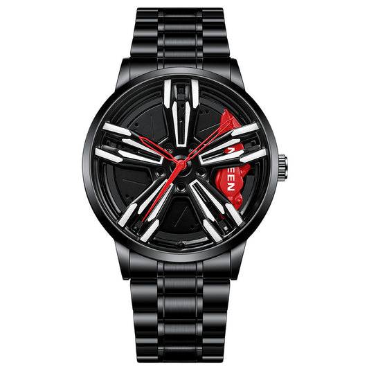 Men's Three-dimensional Hollow Car Wheel Watch