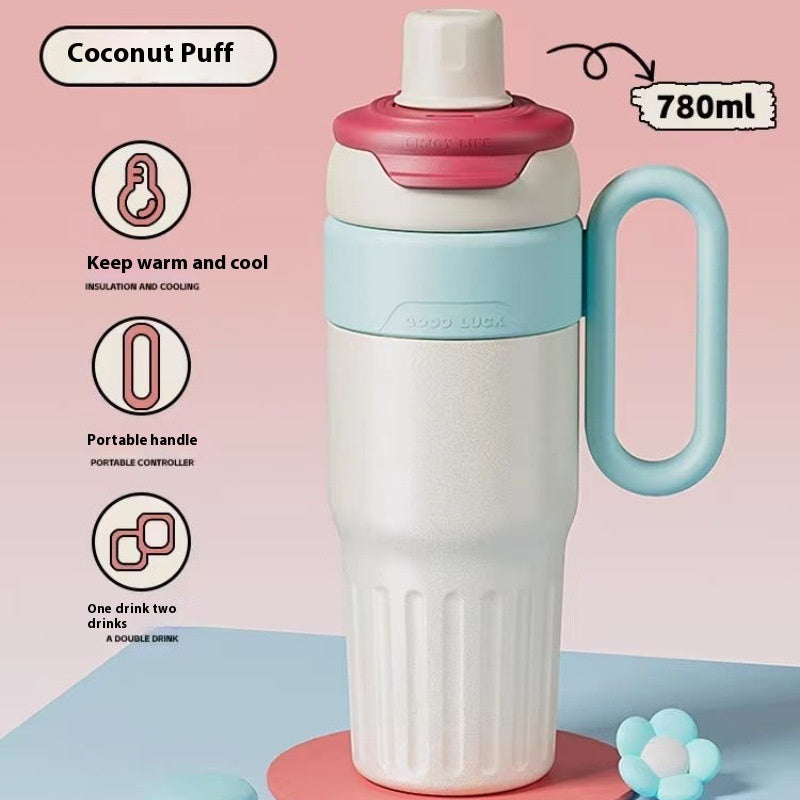 780 mL Gradient Double-Wall Thermal Cup – Stainless Steel with Lid & Straw