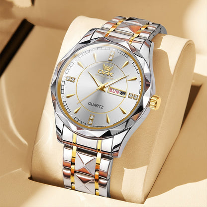 Stainless Steel Double Calendar Waterproof Men's Watch